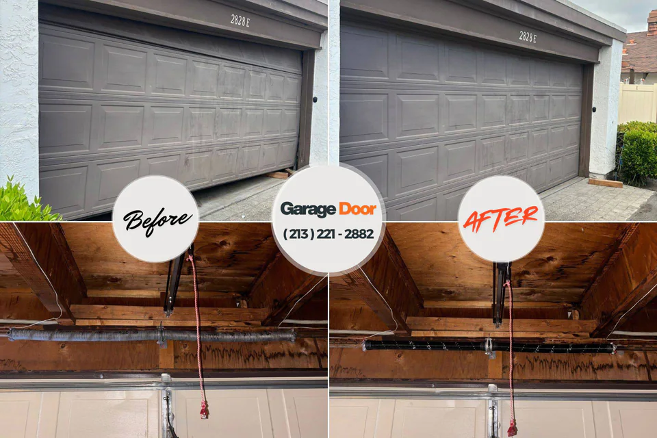 Before and after: garage door repair Saunders Lake, OR